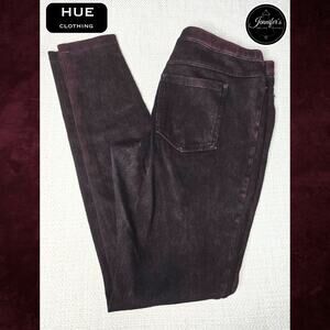 Hue Women's Maroon & Black Classic Stretch Denim Jeggings Size M
